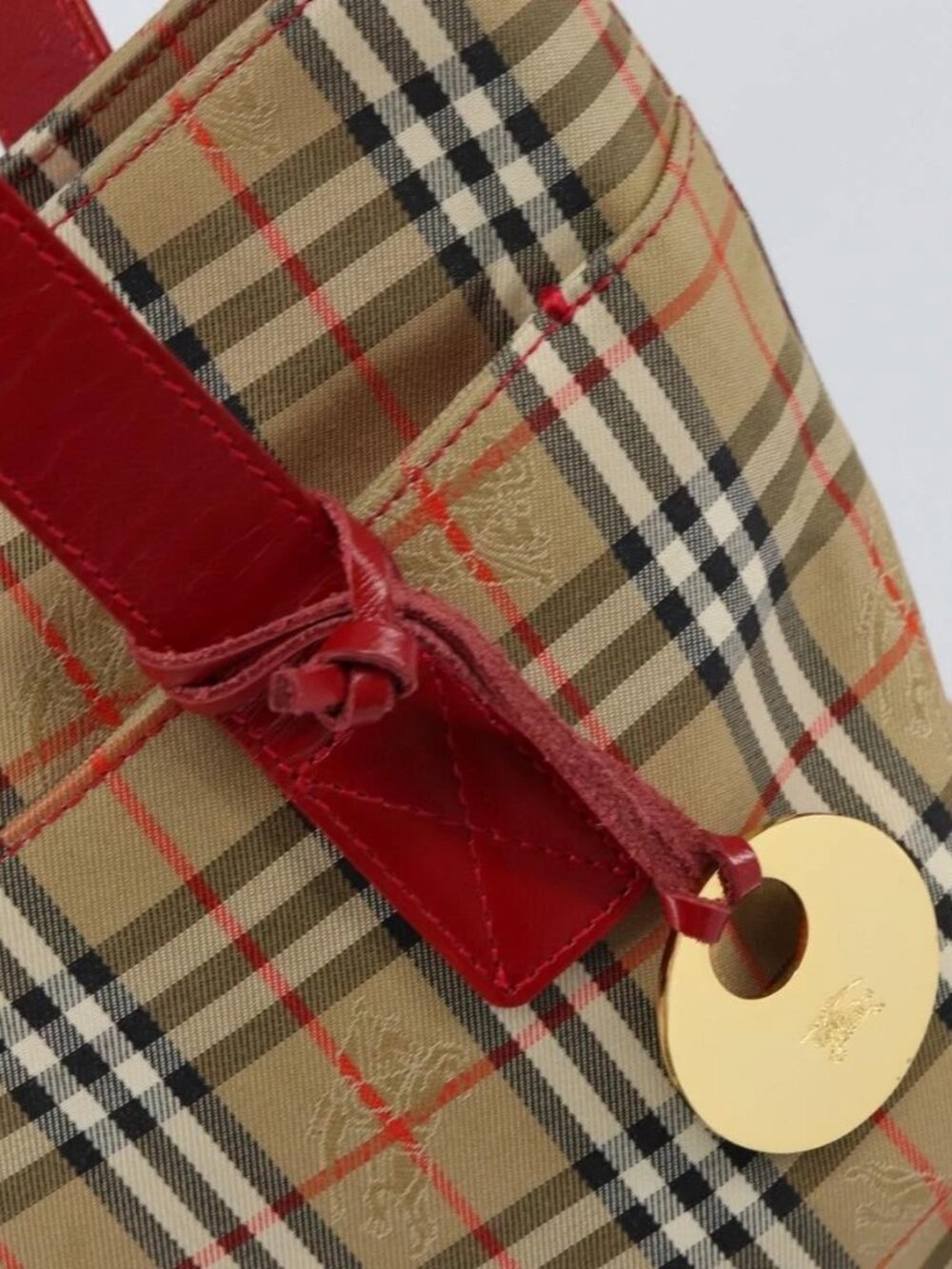 Burberrys Nova Check Tote Bag Canvas Beige Gold Auth 156474 - Picture 10 of 16